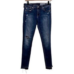 AG The Legging Destroyed Raw Hem Super Skinny Ankle Jean Size 27